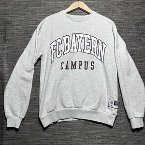 FC Bayern Sweatshirt Men's Size Small Gray Pullover Long Sleeve Campus RARE